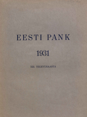 Eesti Panga 1931. a. aruanne