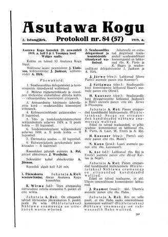 Asutawa Kogu protokoll nr.84 (57) (25. november 1919)