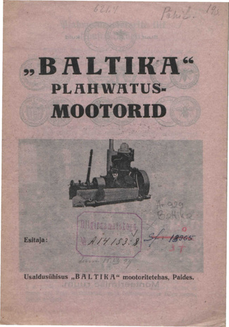 Baltika plahwatusmootorid : [tootekataloog]