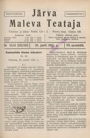 Järva Maleva Teataja ; 13/14 (153/154) 1935-07-20