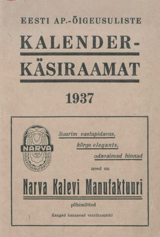 Apostlik-õigeusuliste eestlaste kalender 1937 aastaks ; 1936