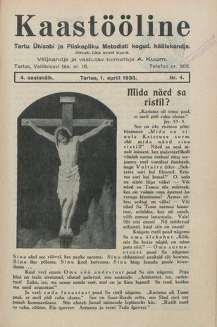 Kaastööline : Tartu Ühisabi Informatsioonileht ; 4 1933-04-01
