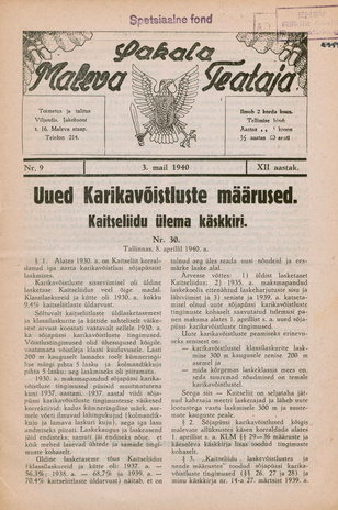 Sakalamaa Maleva Teataja ; 9 1940-05-03