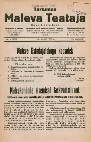 Tartumaa Maleva Teataja ; 4 (253) 1940-04-16