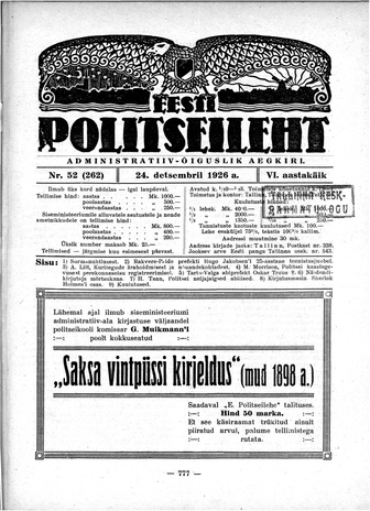 Eesti Politseileht ; 52 1926