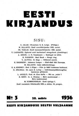 Eesti Kirjandus ; 3 1936