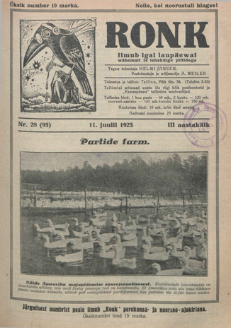 Ronk : perekonna ja noorsoo ajakiri ; 28 (95) 1925-07-11
