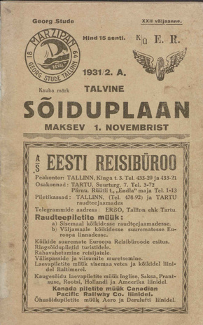 Laia- ja kitsaroopaliste raudteede 1931/32 aasta talvine sõiduplaan : maksev 1. novembrist
