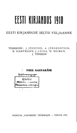 Eesti Kirjandus ; 9 1910