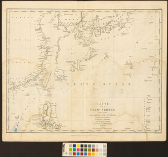 Carte Des Découvertes faites en 1787 dans les Mers De Chine et De Tartarie par les Frégates Françaises la Boussole et l'Astrolabe, depuis leur Départ de Manille jusqu'à leur Arrivée au Kamtschatka. 1'ere Feuille