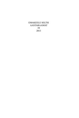 Emakeele Seltsi aastaraamat ; 59 2013