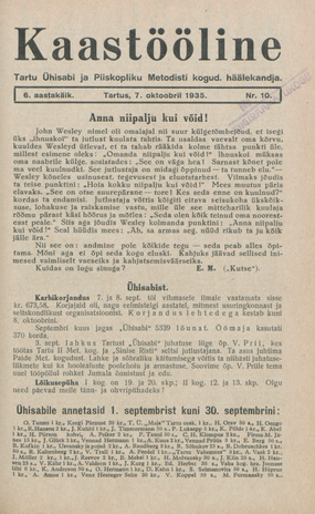 Kaastööline : Tartu Ühisabi Informatsioonileht ; 10 1935-10-07