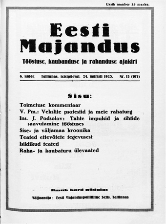 Eesti Majandus ; 13 (107) 1925-03-24