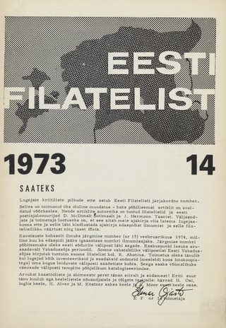 Eesti filatelist = The Estonian philatelist ; 14 1973