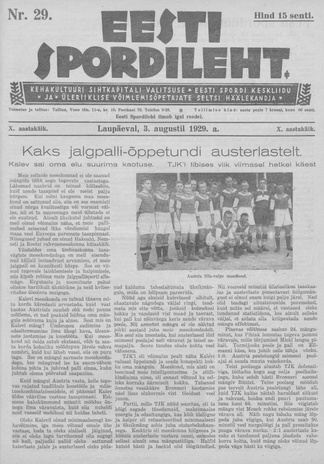 Eesti Spordileht ; 29 1929-08-03