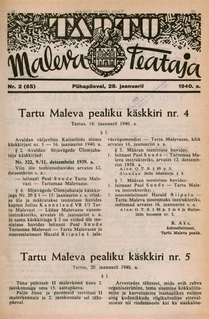 Tartu Maleva Teataja ; 2 (65) 1940-01-28