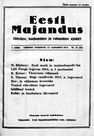 Eesti Majandus ; 37 1924-09-23