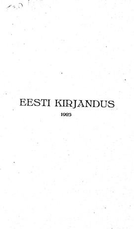 Eesti Kirjandus ; sisukord 1925