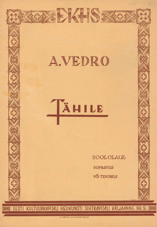 Tähile : soololaul sopranile või tenorile 
