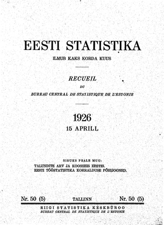 Eesti Statistika : kuukiri ; 50 (5) 1926-04
