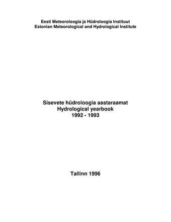 Hüdroloogiline aastaraamat = Hydrological yearbook ; 1992-1993
