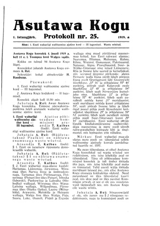 Asutawa Kogu protokoll nr.25 (4. juuni 1919)