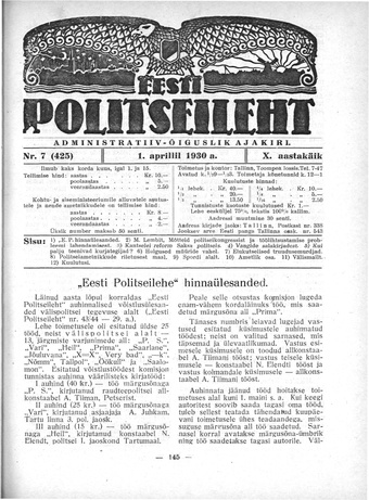 Eesti Politseileht ; 7 1930