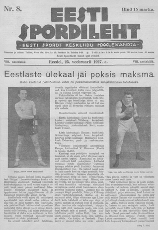 Eesti Spordileht ; 8 1927-02-25