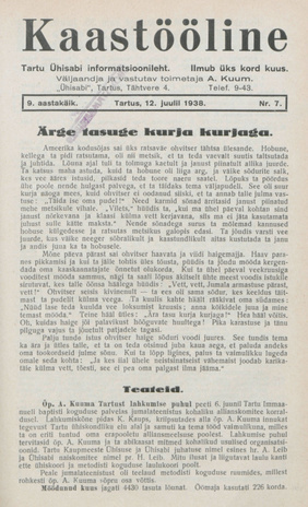 Kaastööline : Tartu Ühisabi Informatsioonileht ; 7 1938-07-12