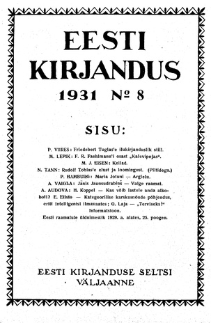 Eesti Kirjandus ; 8 1931