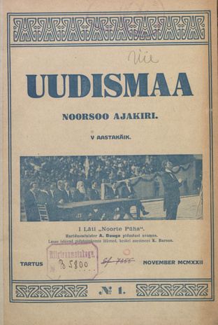 Uudismaa ; 1 1922-11