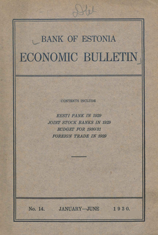 Economic bulletin : Bank of Estonia ; 14 1930-01/06