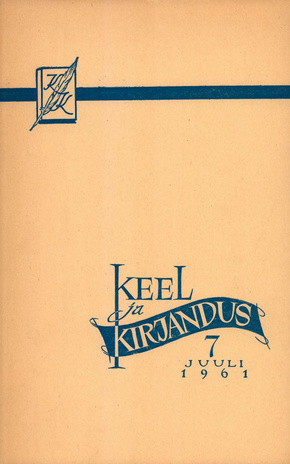 Keel ja Kirjandus ; 7 1961-07