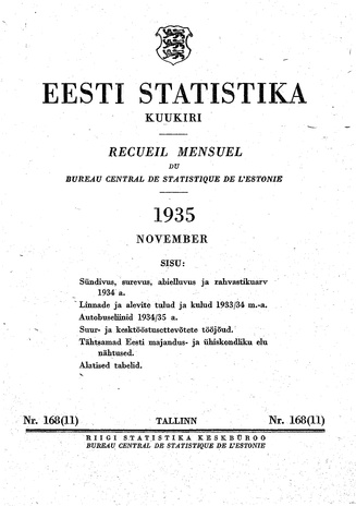 Eesti Statistika : kuukiri ; 168 (11) 1935-11