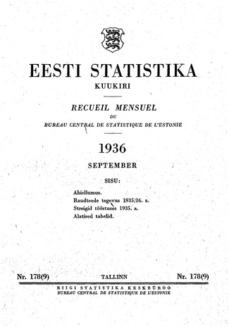 Eesti Statistika : kuukiri ; 178 (9) 1936-09