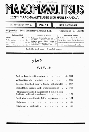 Maaomavalitsus ; 11 1939-11-27