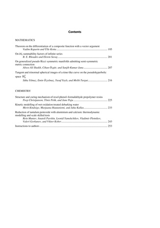 Proceedings of the Estonian Academy of Sciences [Mathemathics. Mechanics. Physics. Chemistry] ; 3 2010