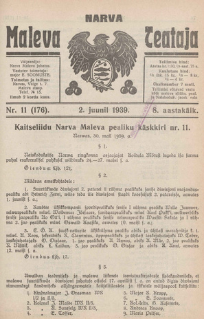 Narva Maleva Teataja ; 11 (176) 1939-06-02