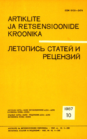 Artiklite ja Retsensioonide Kroonika = Летопись статей и рецензий ; 10 1987-10