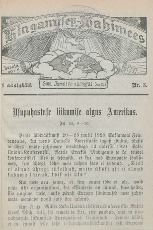 Hingamispäeva Vahimees ; 3 1921