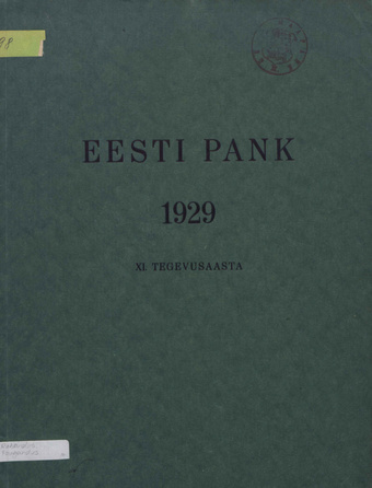 Eesti Panga 1929. a. tegevuse aruanne
