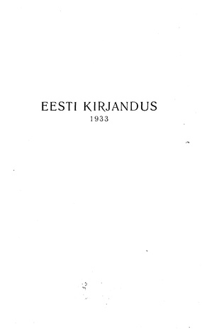 Eesti Kirjandus ; sisukord 1933