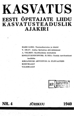Kasvatus ; 4 1940-04