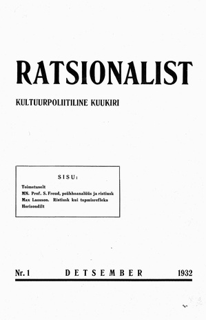 Ratsionalist : kultuurpoliitiline kuukiri ; 1 1932-12