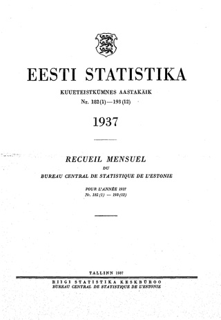 Eesti Statistika : kuukiri ; sisukord 1937