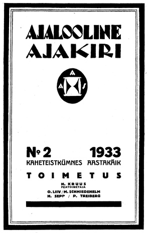 Ajalooline Ajakiri ; 2 1933