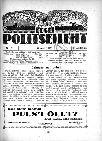 Eesti Politseileht ; 21 1922