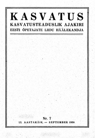 Kasvatus ; 7 1930-09