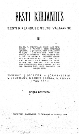 Eesti Kirjandus ; 3 1909