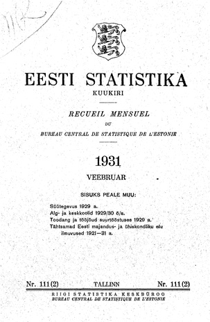 Eesti Statistika : kuukiri ; 111 (2) 1931-02